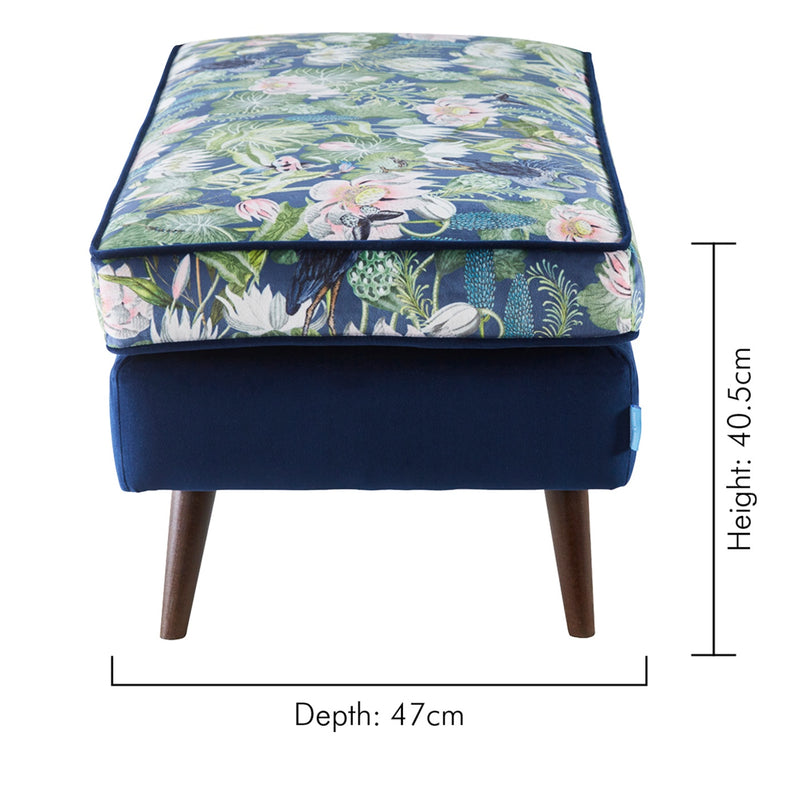 Waterlily Midnight Footstool