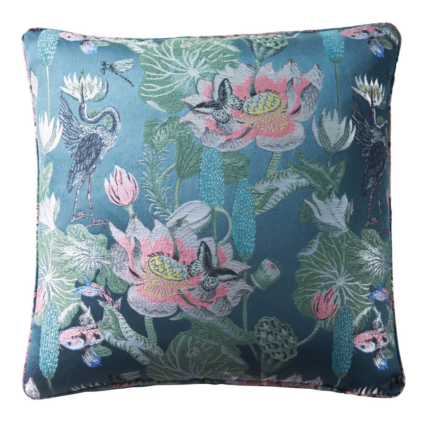 Waterlily Teal Cushion